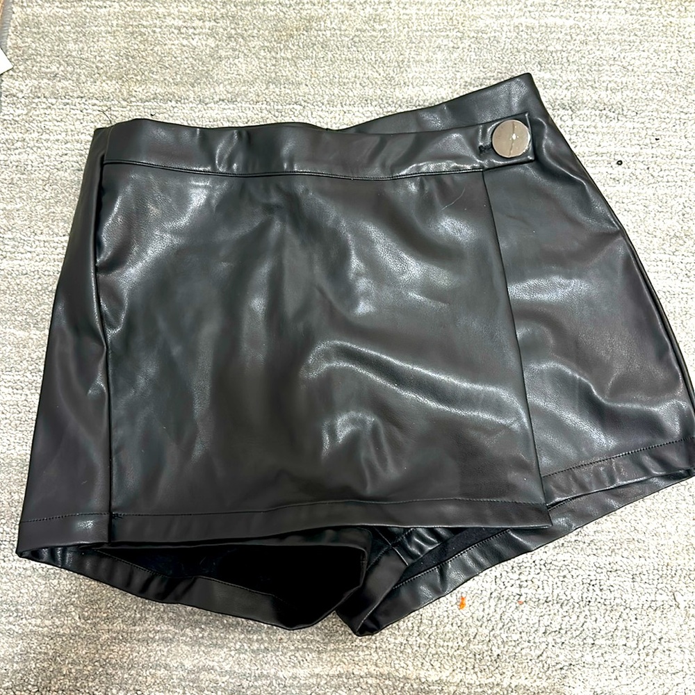 Pleather Wrap Skort
